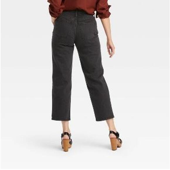 Universal Thread Curvy Jeans 6 Black Vintage Stretch Straight Leg Denim Cropped - Picture 6 of 13